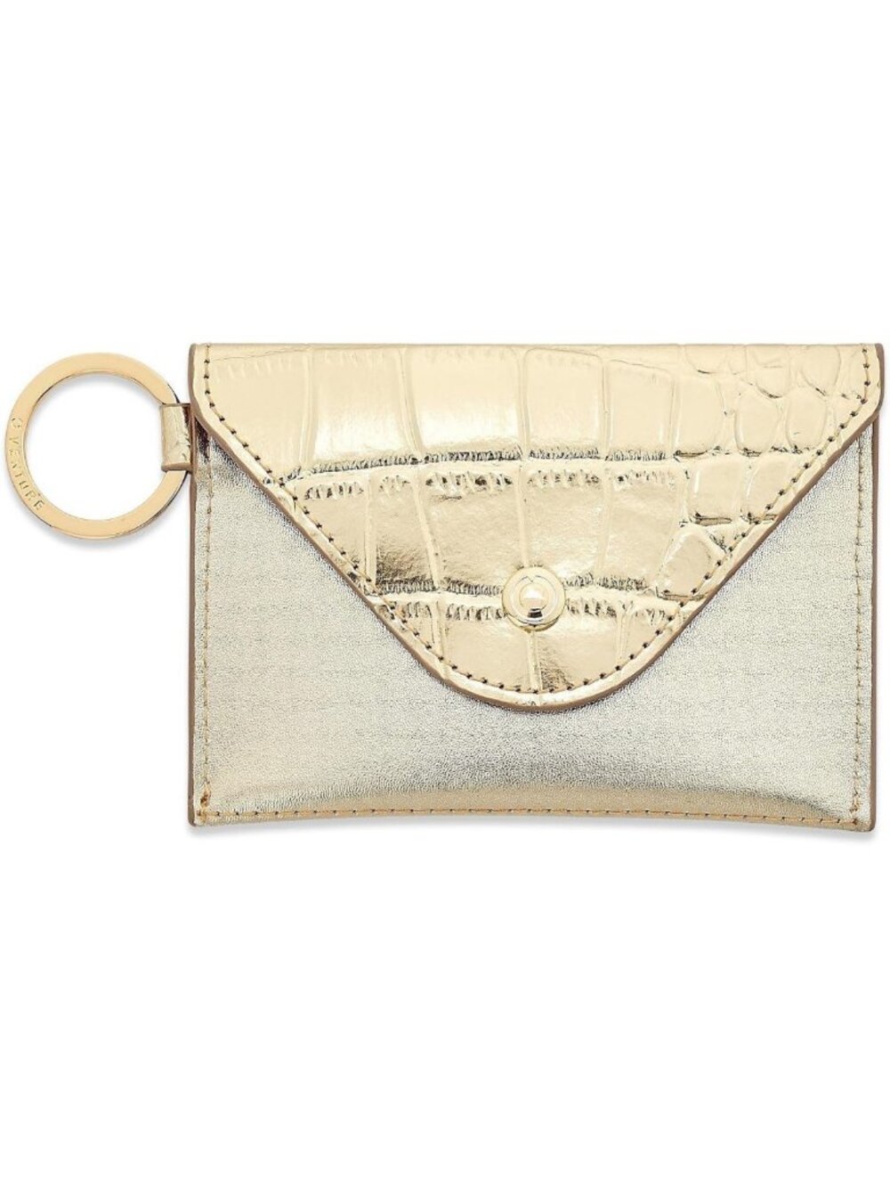 Chic Gold Leather Keychain Wallet | Compact Envelope Card Case & Hands-Free